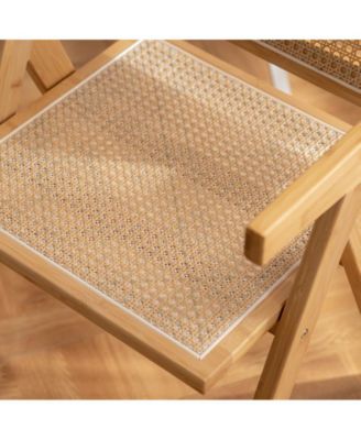 Set of 4 Rattan Accent Chairs Mid Century Dining Armchair Bamboo Frame Kitchen