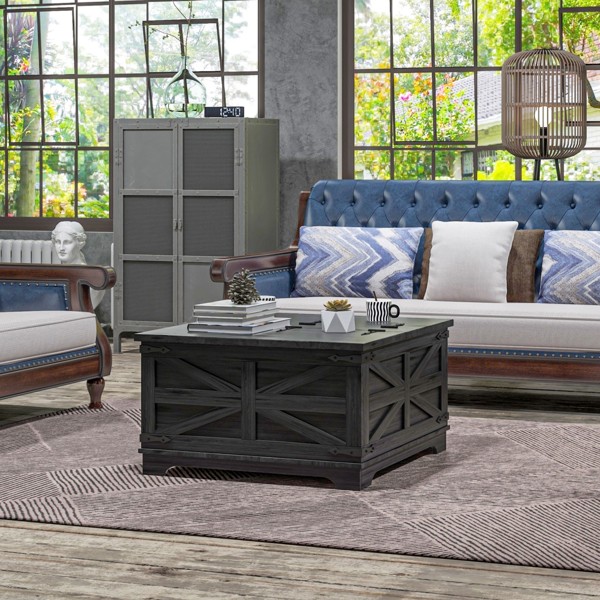 Homcom Coffee Table with Flip Top Hidden Storage, Square Center Table White