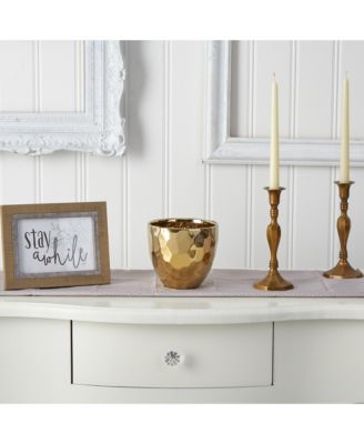 Designer Gold Cylinder Vase Luxurious Home Decor Accent