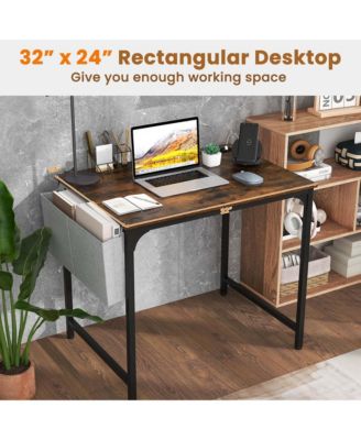 32" Meeting Room Desk Set of 2 with Charging Station & Headphone Hook Metal Frame