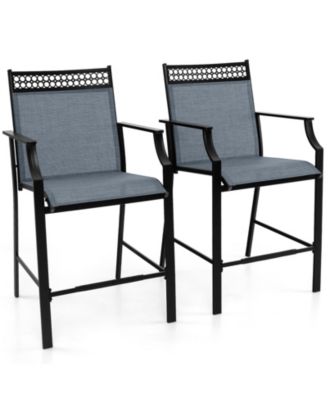 Outdoor Counter Stools Set of 2 Heavy-Duty Barstools with Footrest and Armrests