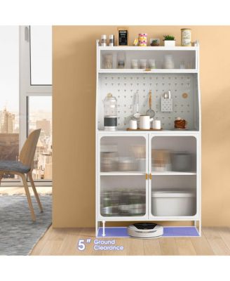 5-tier Metal Kitchen Bakers Rack with Pegboard 8 Hooks 5-position Adjustable Shelf