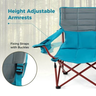 3 Person Folding Camping Chair Heavy-Duty Camp Couch with 2 Cup Holders Padding