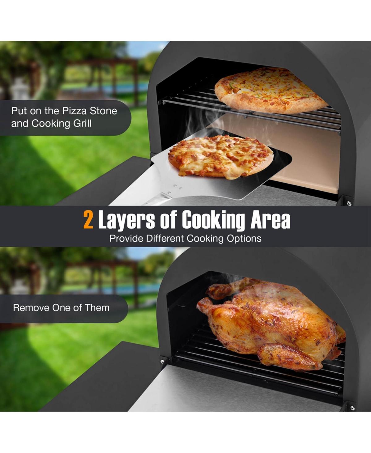 Costway Outdoor Pizza Oven Wood Fired Pizza Oven with 600D Oxford Fabric Cover