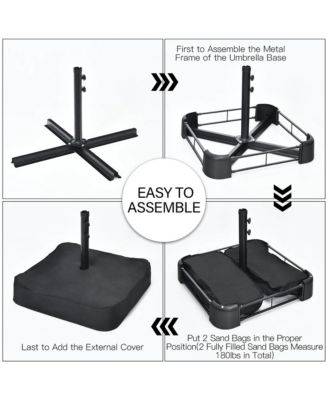 11 PCS Patio Wicker Dining Set with Double-Sided Outdoor Umbrella 8 Stackable Chairs