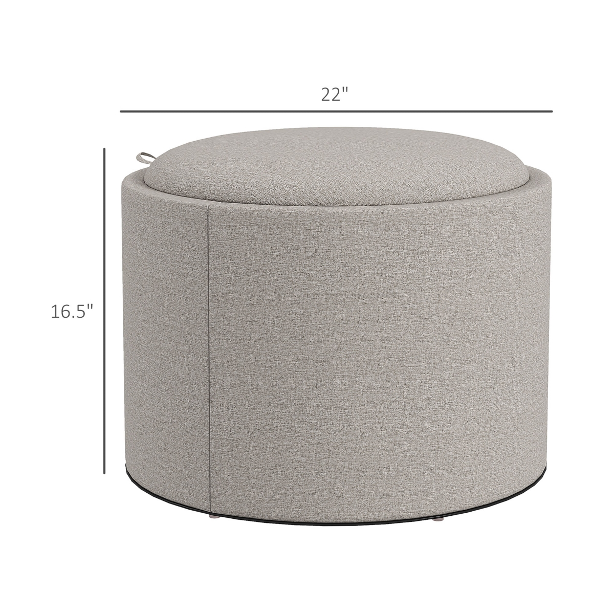 Homcom Round Storage Ottoman Coffee Table with Flip Top Tray, Gray