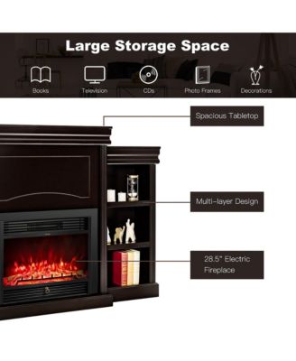70'' Fireplace TV Stand Media W/ 28.5'' 750W/1500W Electric Fireplace