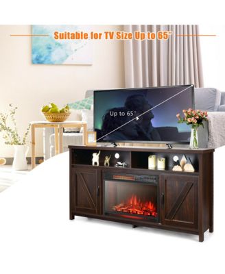 59'' Fireplace TV Stand W/ 25'' 1350W Electric Fireplace Heater Coffee