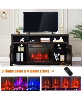 59'' Fireplace TV Stand W/ 25'' 1350W Electric Fireplace Heater Coffee