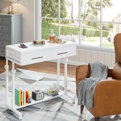 Portable Desk with Drawers, Mobile Laptop Desk with Wheels, Couch Desk Sofa Side Table Bed Desk, Small Standing Desk for Home Office