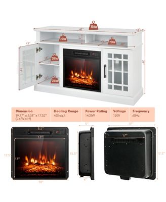 48'' TV Stand Console Cabinet w/ Fireplace Entertainment Center For Living Room Natural