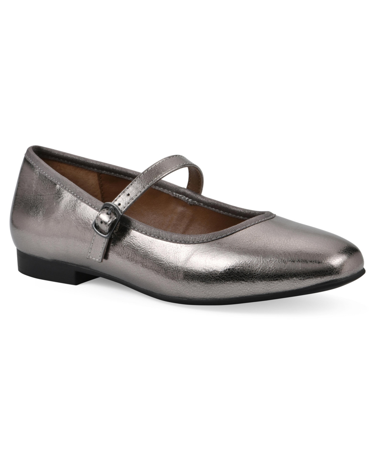 White Mountain Women's Boch Mary Jane Flats In Pewter Metallic Smooth