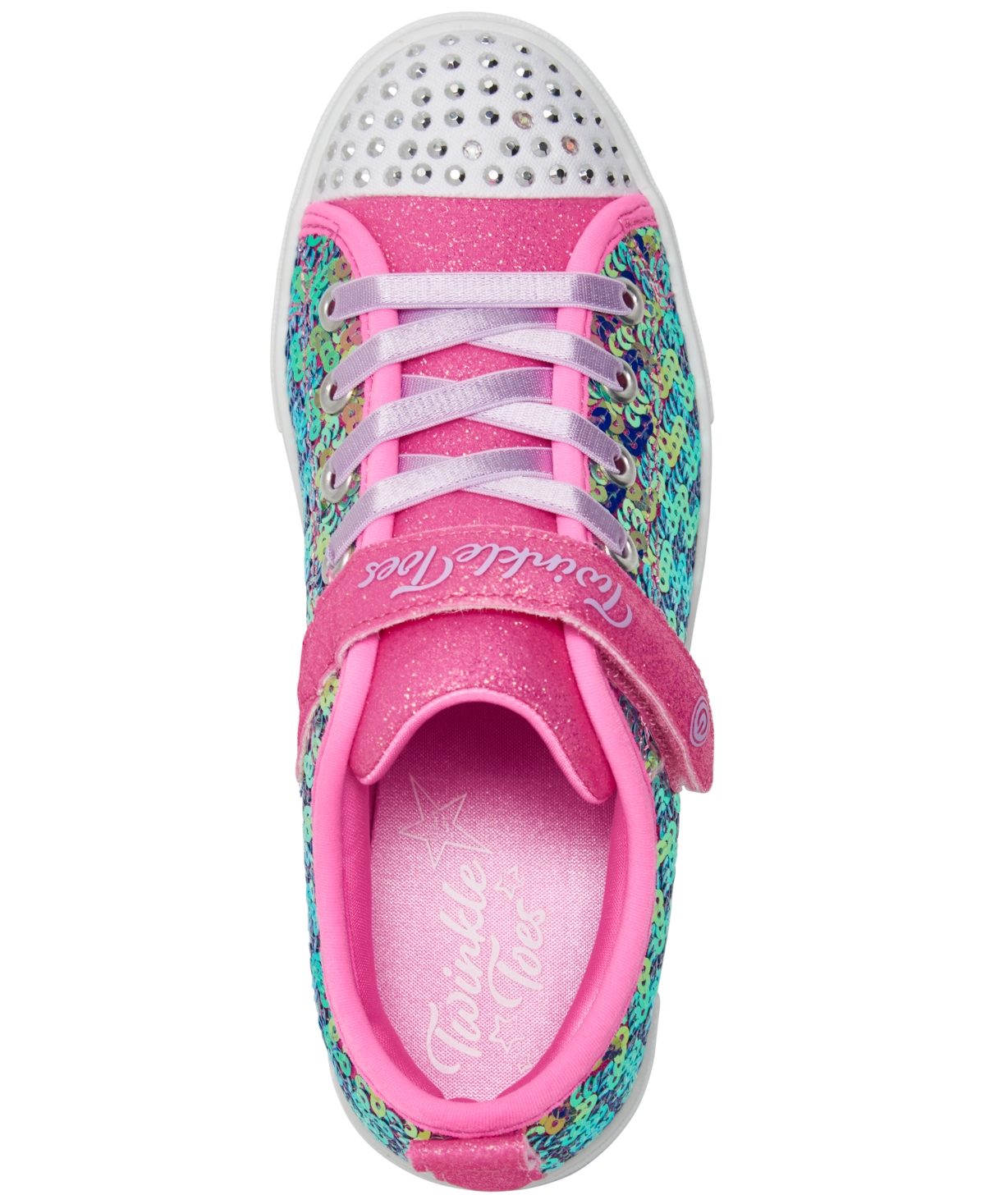 Skechers Little Girls Twinkle Toes: Twinkle Sparks - Sequin Party Light-Up Fastening Strap Casual Sneakers from Finish Line -Multi