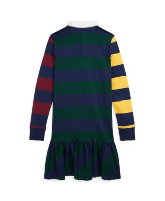 Polo Ralph Lauren Big Girls Striped Cotton Jersey Rugby Dress - Macy's