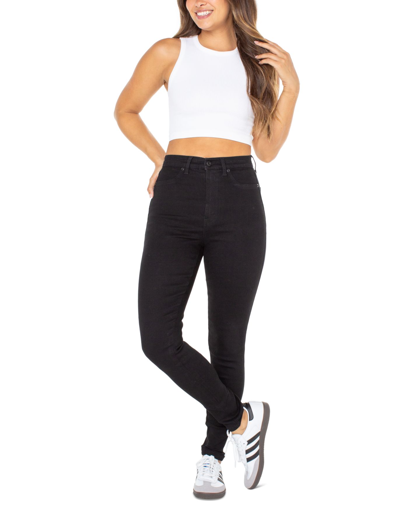 Женские джинсы Celebrity Pink Juniors' Curvy Ultra High-Rise Skinny, цвет: Чёрный — фото 1