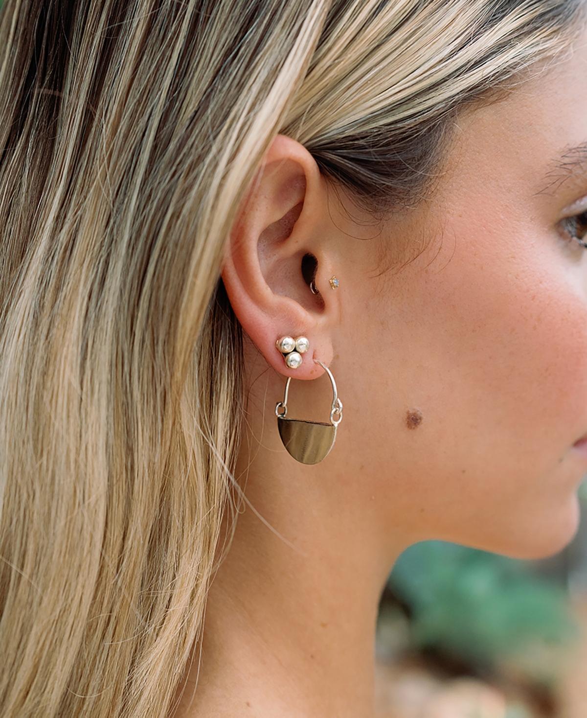 Matr Boomie Diya Silver Stud And Hoop Earrings In Silver