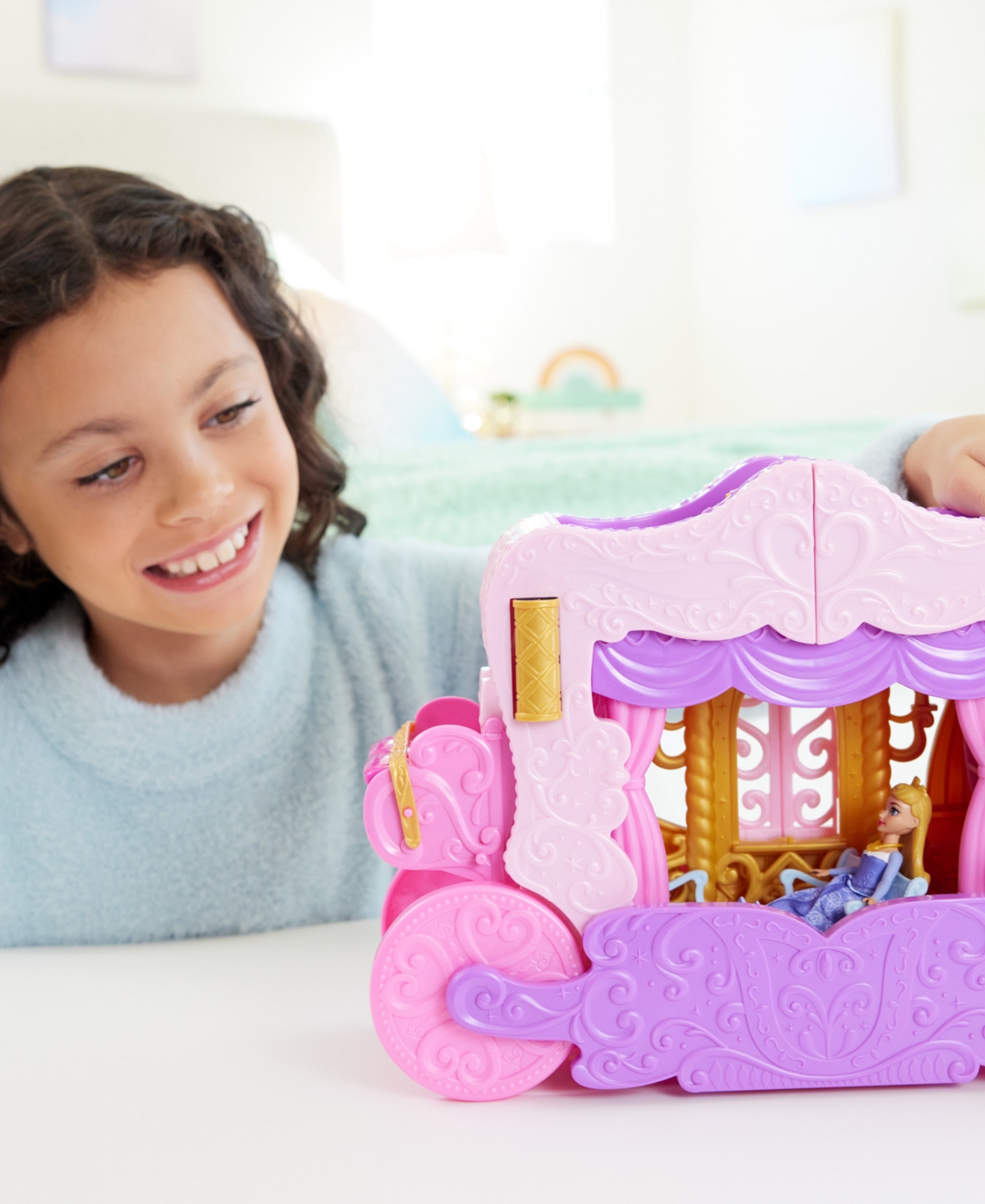 Disney Princess Carriage To Castle Playset With Aurora Doll & Accessories In Multi-color
