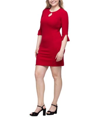 Women's Keyhole Three Quarter Sleeve Mini Dress