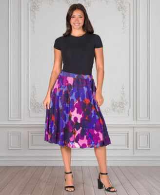 Women's Pleated Elastic Waistband Party Midi Skirt