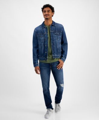 Slim Tapered Jeans Denim Jacket Logo Knit Sweatshirt