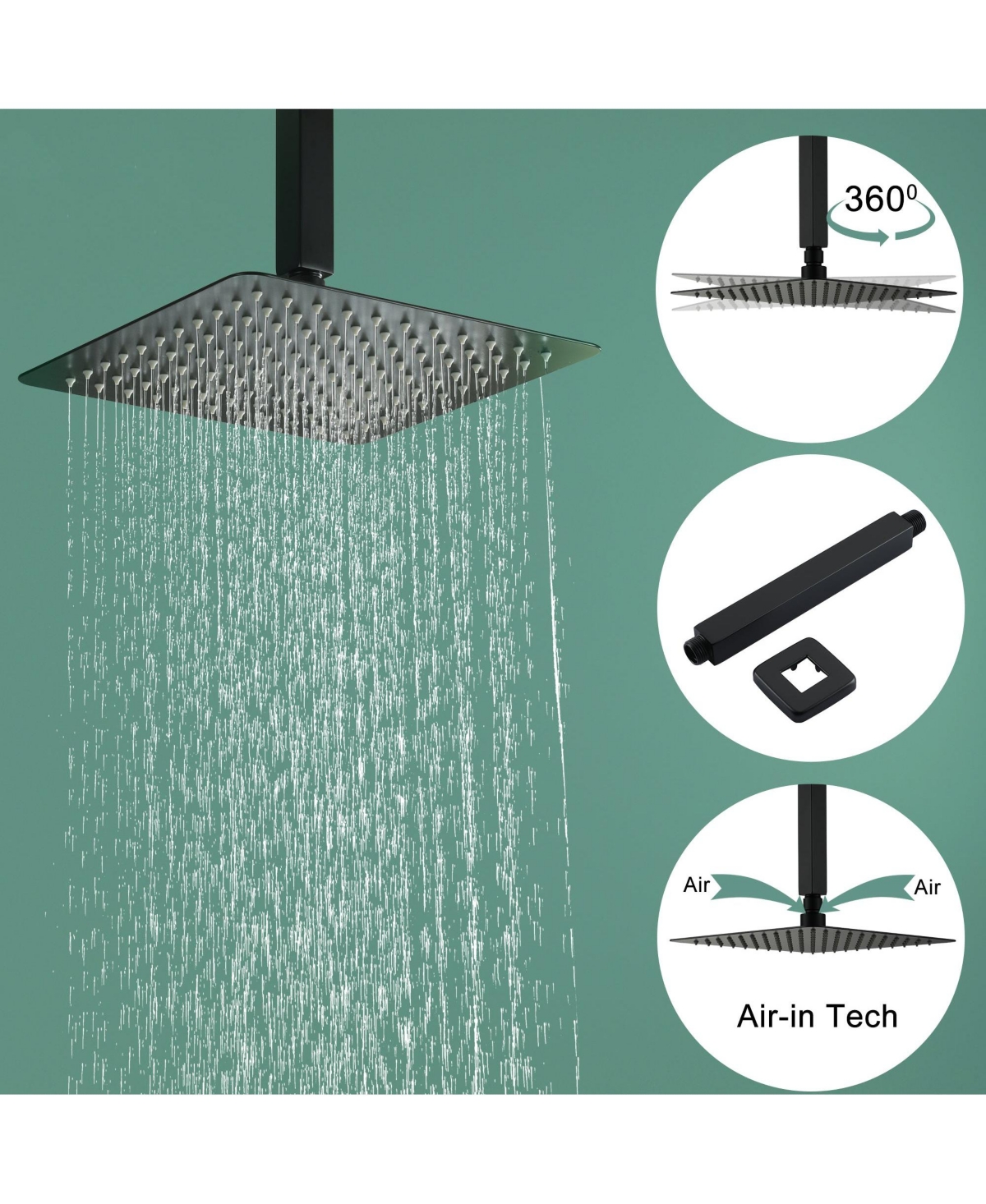Boyel Living Ceiling Mount Single-Handle 1-Spray Tub and Shower Faucet - Inch (Valve Included) - Matte black