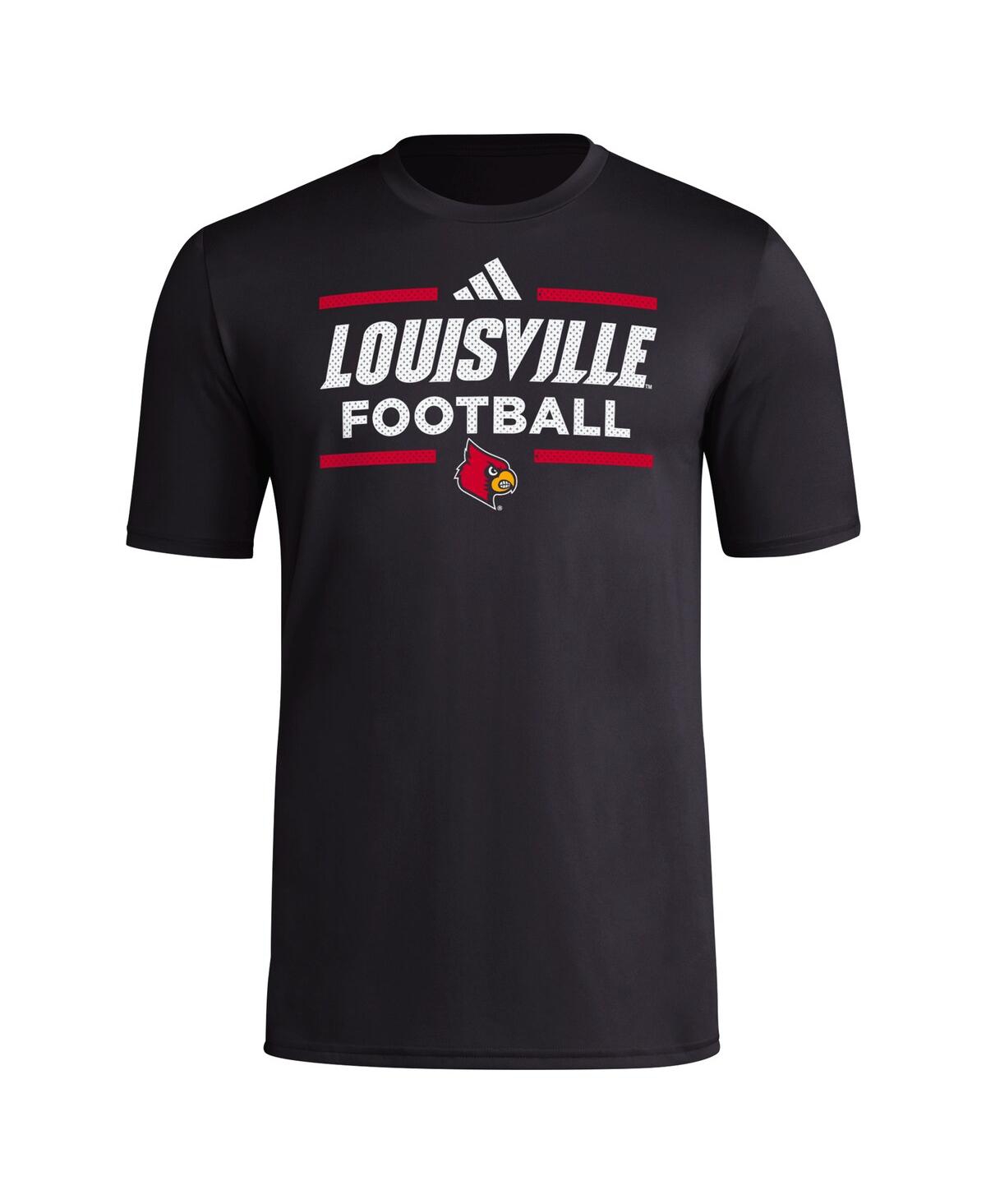 Adidas Men'sLouisville Cardinals Locker Football Pre-Game Aeroready T-Shirt - Black