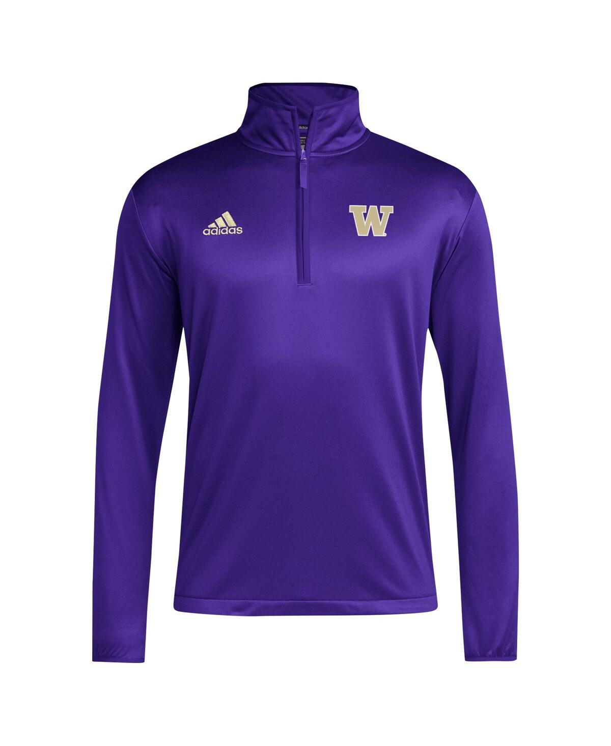 Adidas Men'sWashington Huskies Coaches Sideline Quarter-Zip Top - Purple