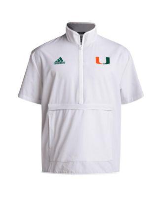 Men's White Miami Hurricanes Coaches Sideline Half-Zip Short Sleeve Jacket