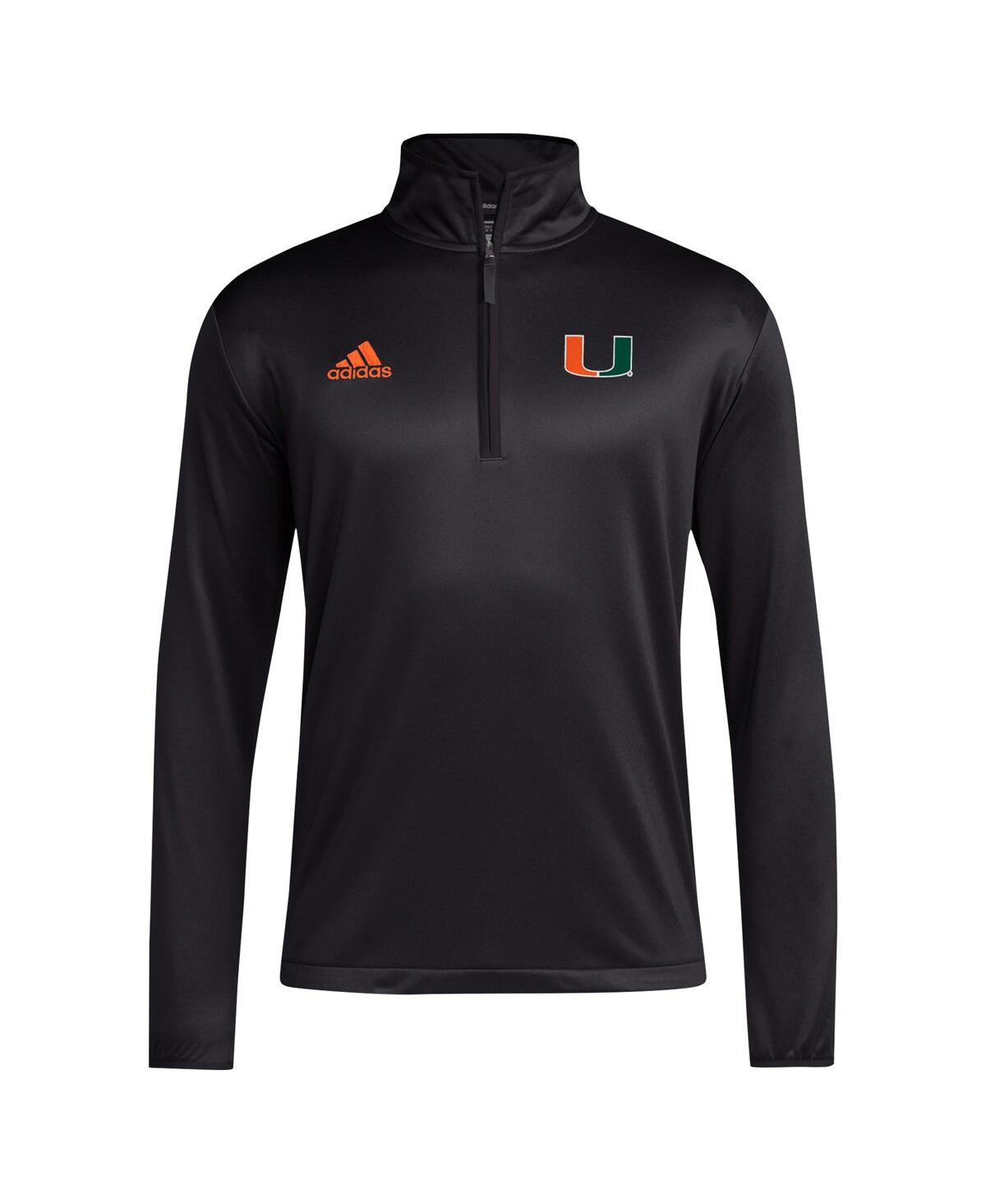 Adidas Men'sMiami Hurricanes Coaches Sideline Quarter-Zip Top - Black