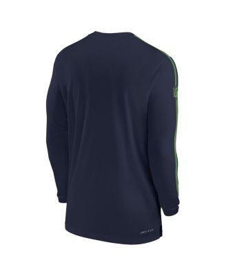 Men's College Navy Seattle Seahawks Sideline Coach UV Performance Long Sleeve T-Shirt