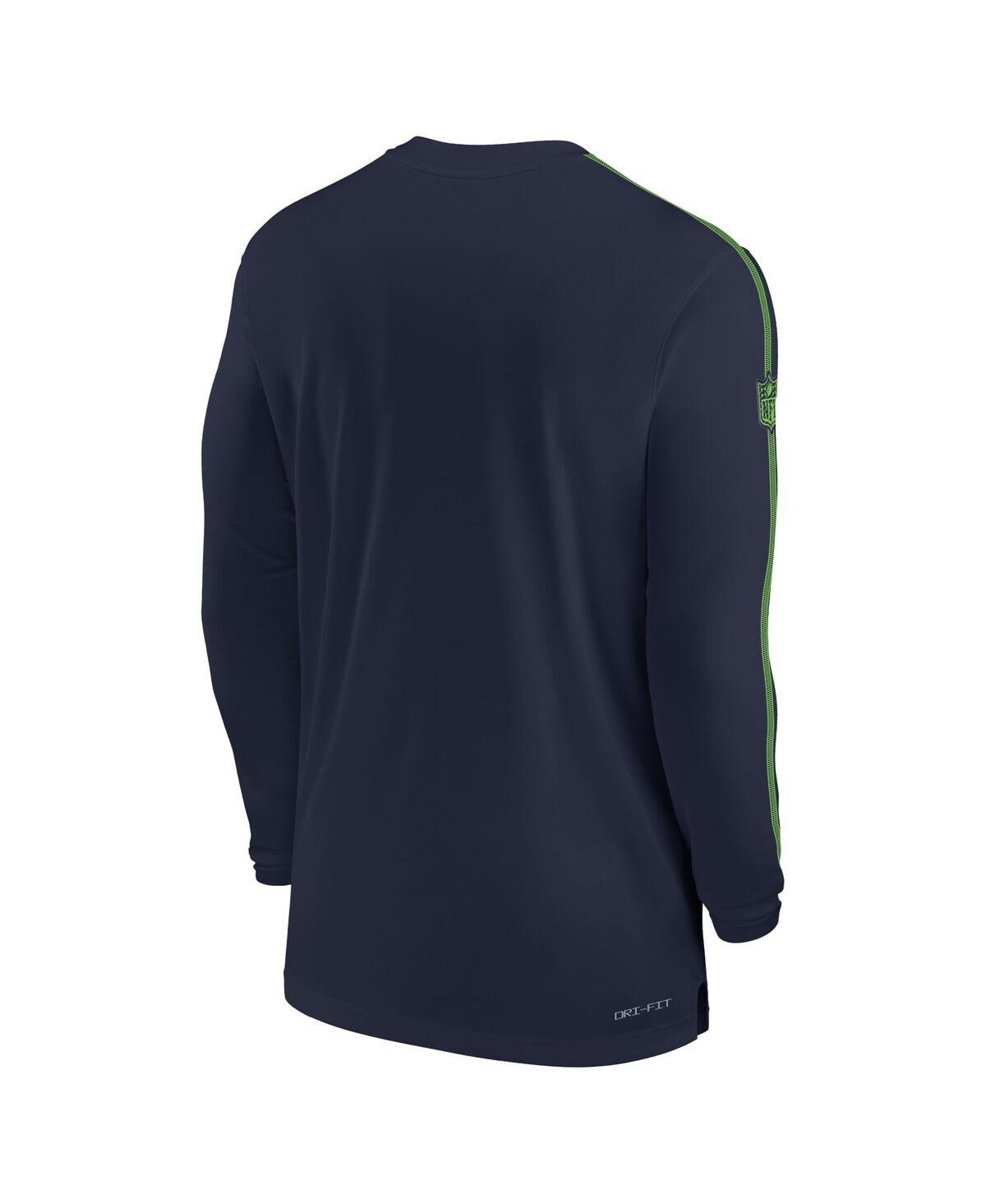 Nike Men's CollegeSeattle Seahawks Sideline Coach Uv Performance Long Sleeve T-Shirt - Navy