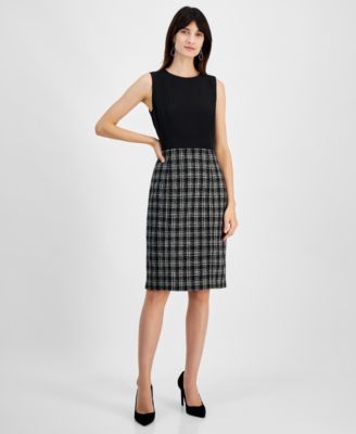 Kasper - Women's Mixed-Media Tweed Sheath Dress