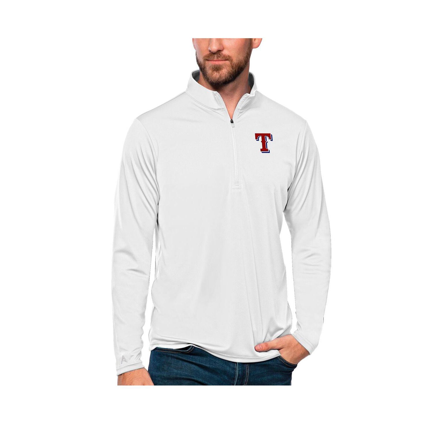 Men's White Texas Rangers Tribute Quarter-Zip Pullover Top