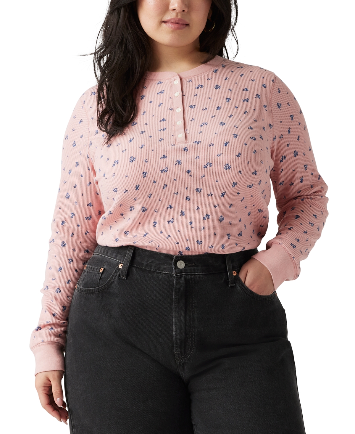 LEVI'S PLUS SIZE JAKOB LONG-SLEEVE HENLEY TOP 