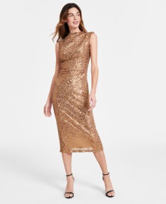 Sea NY Women's Gathered Midi Animal Print shops Sequins Dress, 8