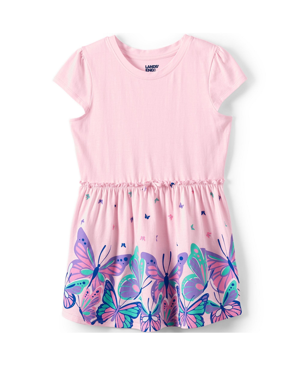 Lands' End Big Girls Plus Short Sleeve Gathered Waist Tunic Top