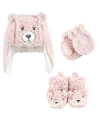 Baby Girls Hudson Trapper Hat, Mitten and Bootie Set