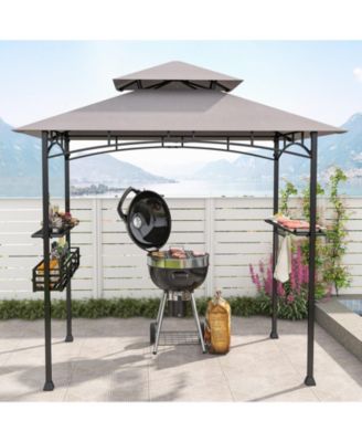 8 x 5 FT Outdoor Grill Gazebo with 2 Side Shelves and 20 Hooks