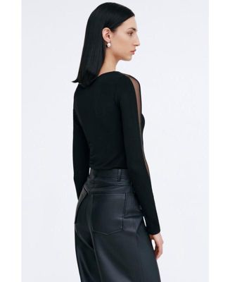 トップス marcella Black Asymmetrical Sleeveless Mesh Top - Zinnia Top | Marcella