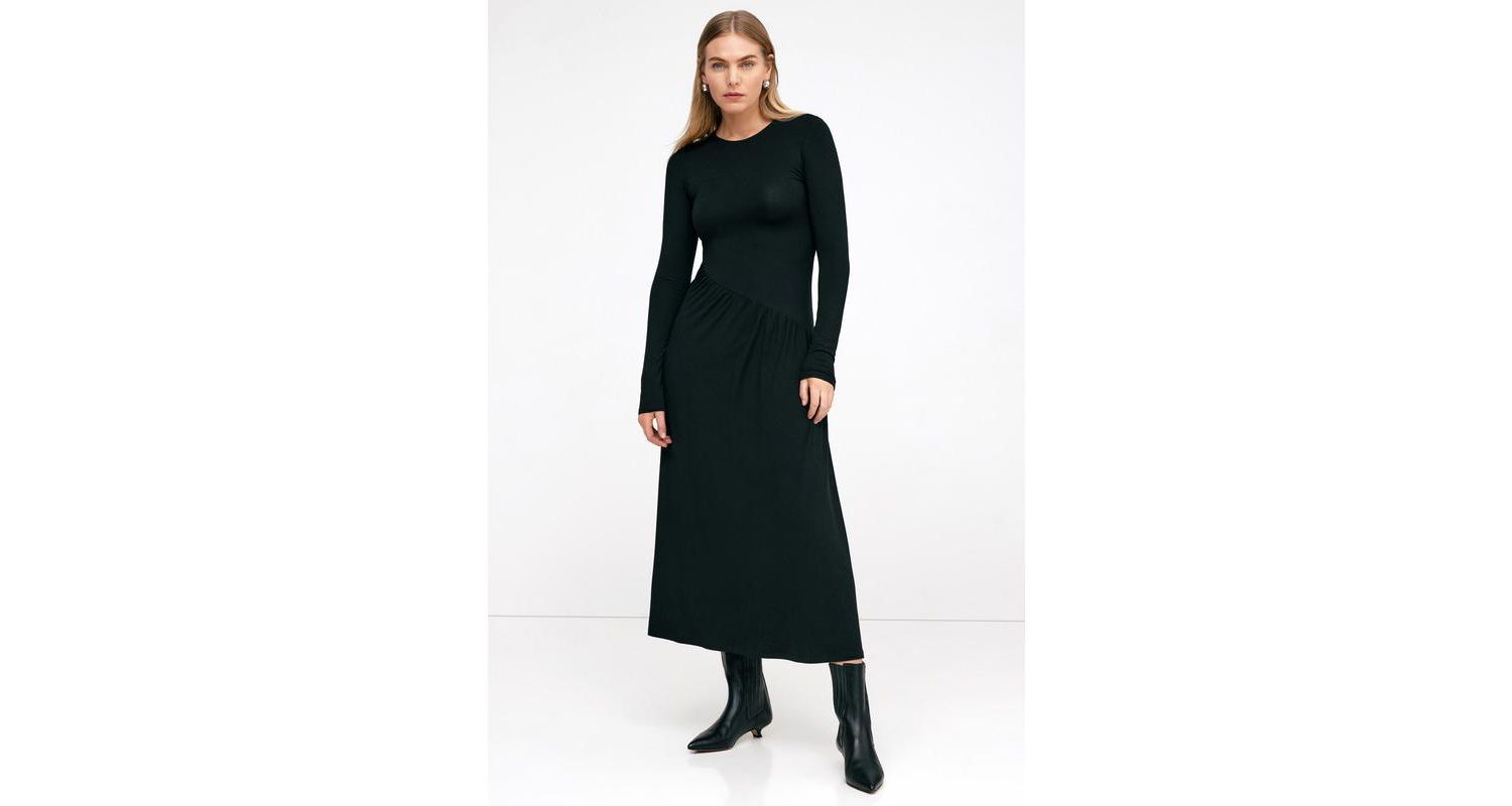 Women's Laura Round-Neck A-Line Relaxed Jersey Midi Dress