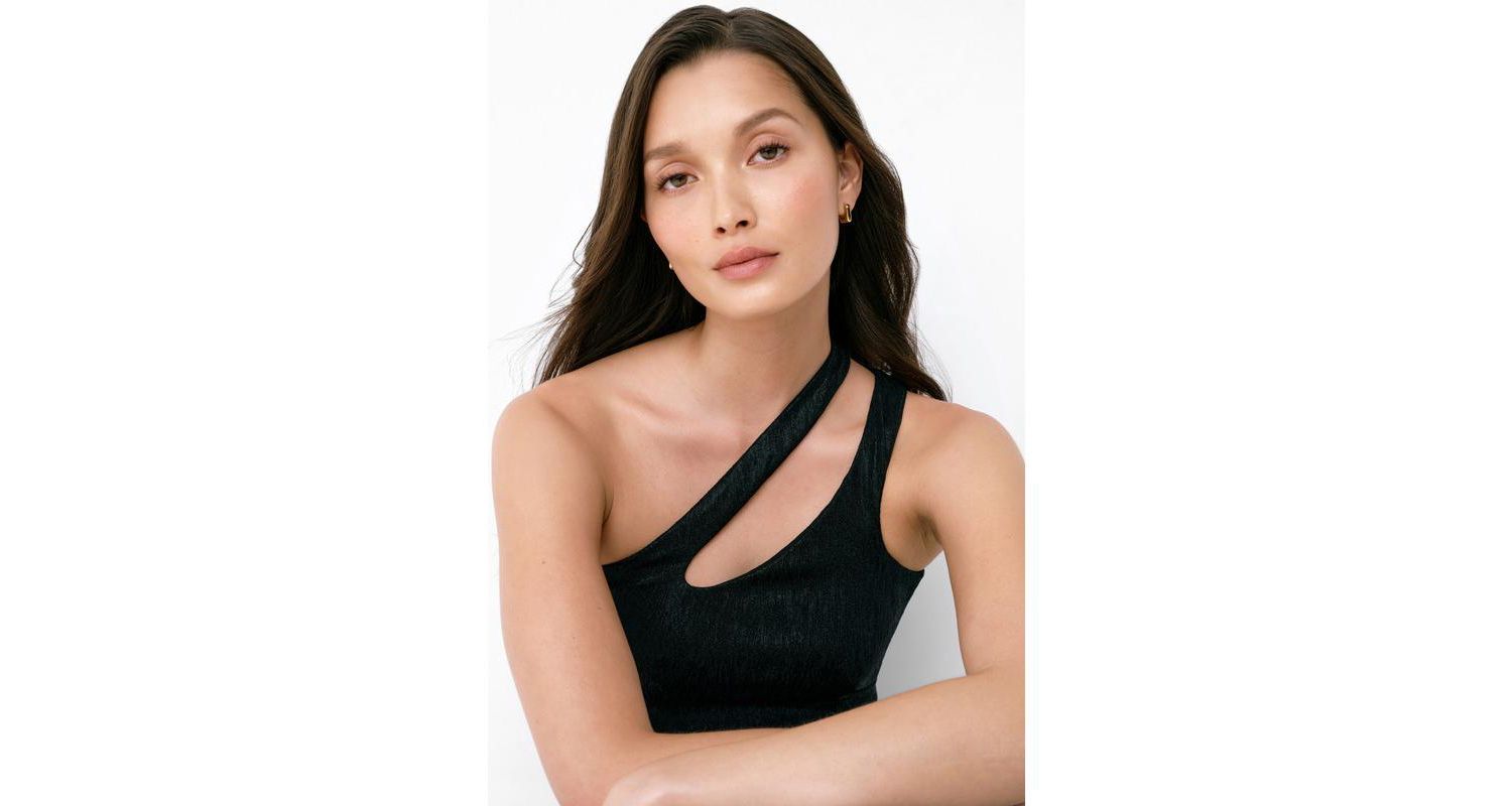 Women's Siren Metallic One-Shoulder Cutout Fitted Evening Top