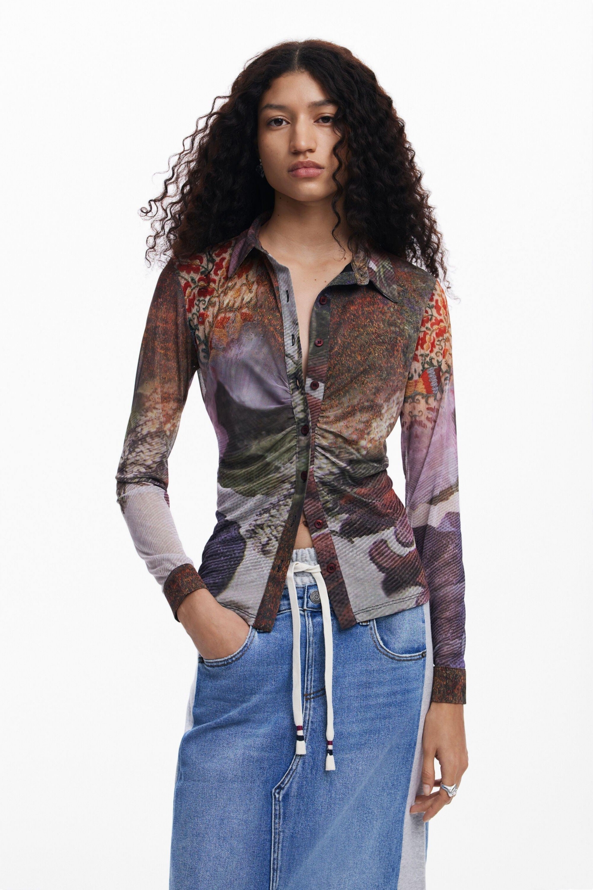 Desigual Women's Hybrid denim midi skirt