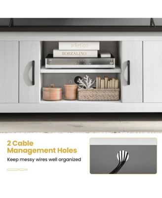 Farmhouse TV Stand for TVs up to 65'' Media Console Center w/ Doors Cubbies