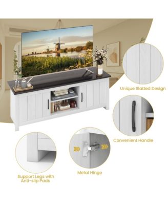 Farmhouse TV Stand for TVs up to 65'' Media Console Center w/ Doors Cubbies