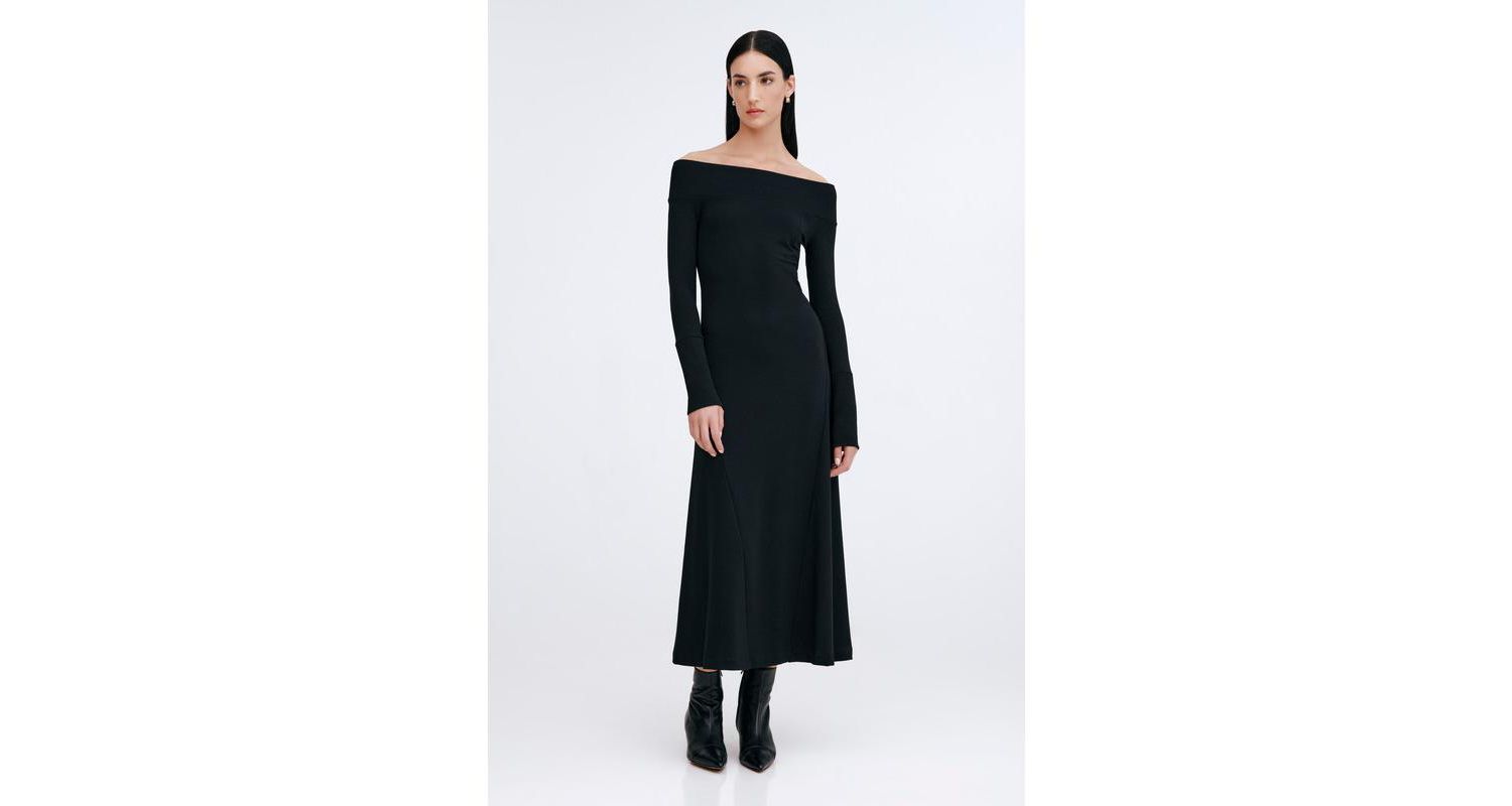 Women's Tilly Boat-Neck Ribbed-Detail A-Line Casual Midi Dress