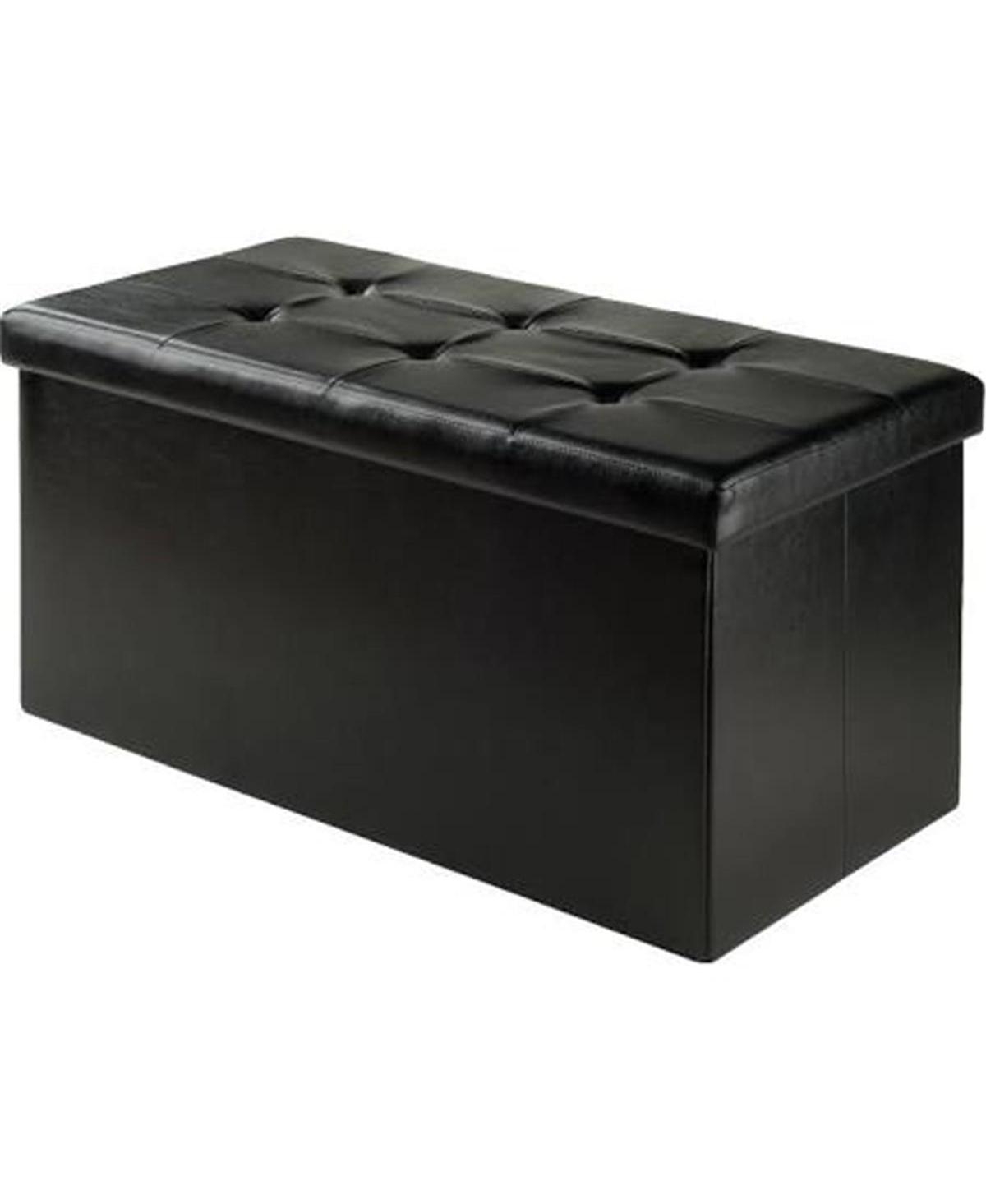 Winsome Trading 20627 Ashford Ottoman with Storage Faux Leather,- Black