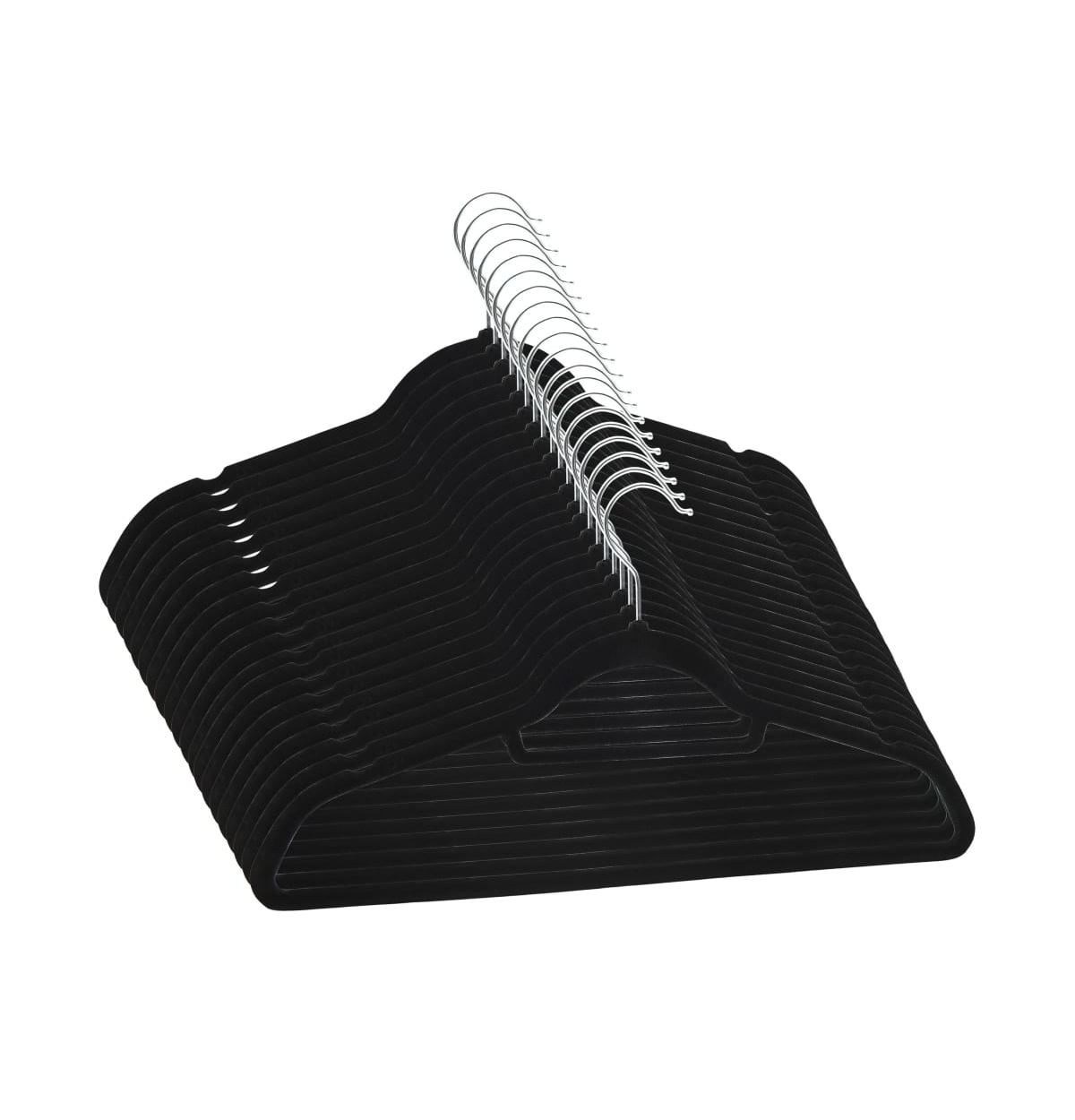 20 pcs Clothes Hanger Set Anti-slip Black Velvet - Black