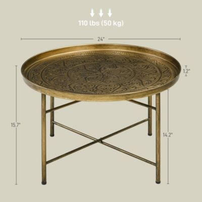 24" Round Table with Hamme Tray Top & Metal Frame,