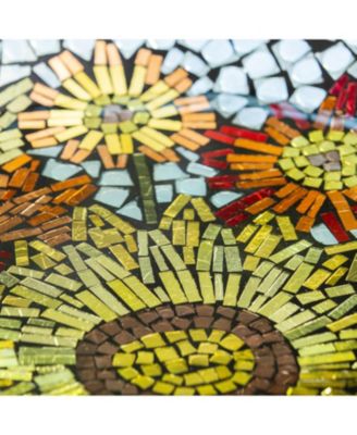 18" Glass Bird Bath, Moasic Translucent and Metallic Finish