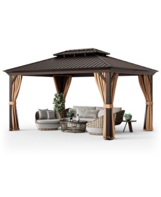 12' x 16' Double-Roof Hardtop Gazebo with Galvanized Steel Roof